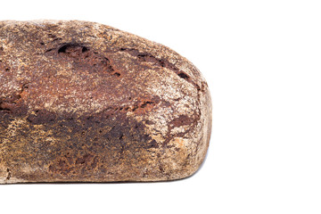 Close-up black bread on white background