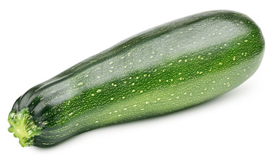 Ripe zucchini or courgette isolated on white background with clipping path. Full depth of field.