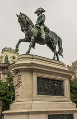 Obraz premium Porto, Portugal, June 15, 2018: Statue of D. Pedro IV on a horse located on Freedom Square in the city of Porto
