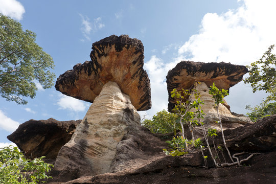 Thailand, Ubon Ratchathani, Pha Taem National Park, Rock formation Sao Chaliang