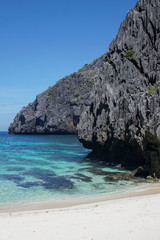 Rocky cliff coast in the area of El Nido in Palawan, Philippines