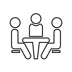 Conference icon. People sitting at the table.Conference icon. People sitting at the table. Vector illustration.