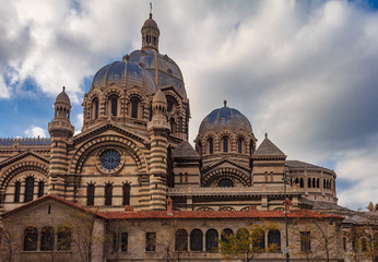 Fototapeta na wymiar Cathedrale La Major or Marseille Cathedral, a Roman Catholic cathedral, and a national monument is the seat of the Archdiocese of Marseille, France