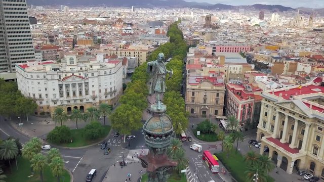 Aerial view of The monument of Christopher Columbus