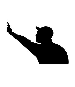 Silhouette Of A Sports Judge With A Starter Gun