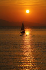 Fototapeta premium Seaside town of Turgutreis and spectacular sunsets