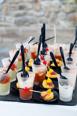 plateau de mise en bouche colorés - traiteur et gastronomie