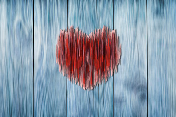 fantasy heart on wooden background