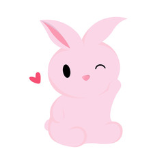 Vector illustration for kids cute bunny. Pink bunny .