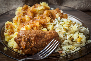 Tasty roulades beef on plate.