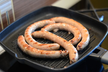 Delicious fried sausages