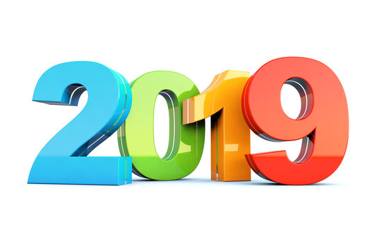 Happy New Year 2019 colorful calendar background	