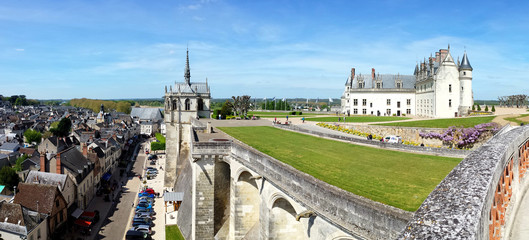 Chateau Amboise, France - Amboise, architectural jewel of the Renaissance, dips its majestic...