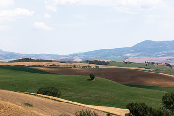 Fototapeta premium landscape with green hills and blue sky