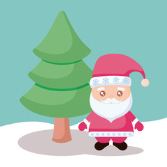 santa claus with christmas tree