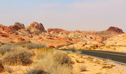 Valley of Fire State Park features spectacular red-sandstone spires, arches and other rock formations. Valley of Fire State Park, Nevada, United States