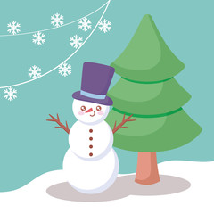 snowman with tree of christmas