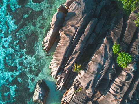 Aerial view on a tropical rocky coastline