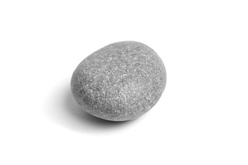 Fototapeta na wymiar Pebble. Smooth gray sea stone isolated on white background