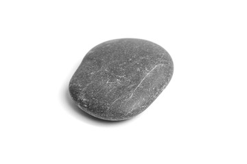 Pebble. Smooth gray sea stone isolated on white background