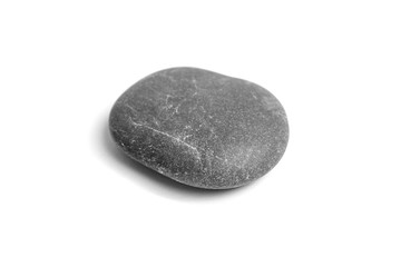 Pebble. Smooth gray sea stone isolated on white background