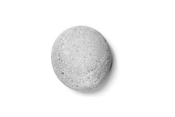 Pebble. Smooth gray sea stone isolated on white background