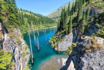 Kaindy Lake in South East Kazakhstan, taken in August 2018taken in hdr taken in hdr