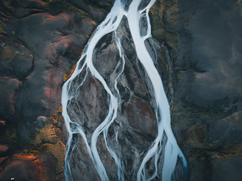 Aerial view on glacier rivers in Iceland IV