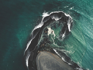 Aerial view abstract coastline in Iceland