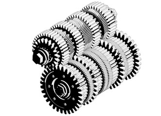 3d model of gears on a white