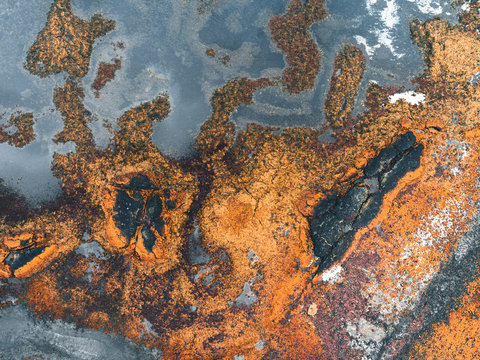 Aerial view on abstract river patterns in Iceland II