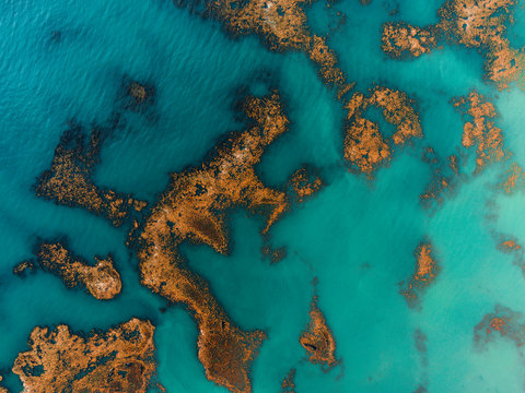 Aerial view on abstract river patterns in Iceland
