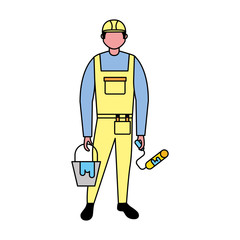 builder character roller paint and bucket