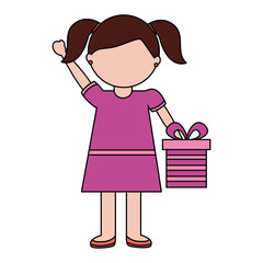 little girl holding birthday gift