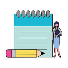 businesswoman with notepad and pencil