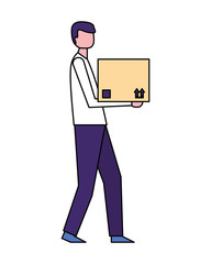 delivery man holding cardboard box