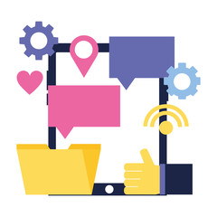 mobile hand like email chat social media