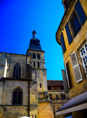 The 14th Century Sarlat Cathedral in the medieval village of Sarlat-la-Caneda in the Dordogne region of France