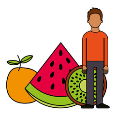 man and fresh fruits nutrition healthy