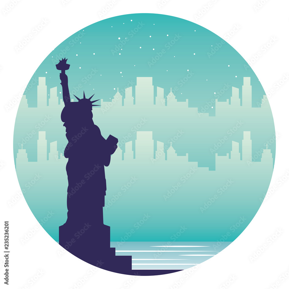 Canvas Prints new york statue of liberty city landmark