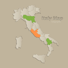 Italy map with individual states separated, infographics vector