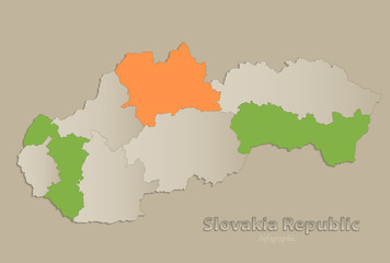 Slovakia Republic map with individual states separated, infographics vector