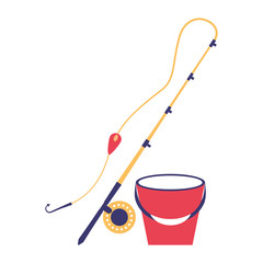 fishing rod and bucket equipment