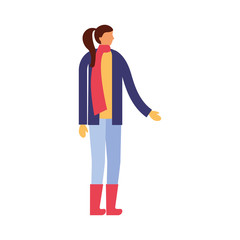 woman standing with winter clothes