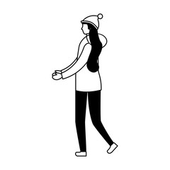 woman standing with winter clothes