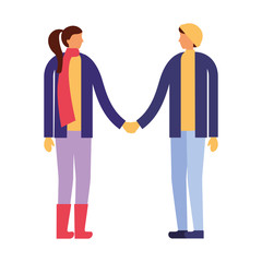 couple holding hands with winter clothes