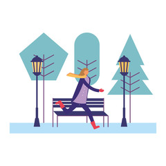 woman with winter clothes in the park