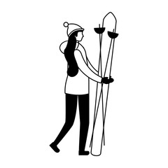 woman skiing in the winter season