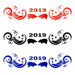 pattern with piglets in the center and numbers on a white background