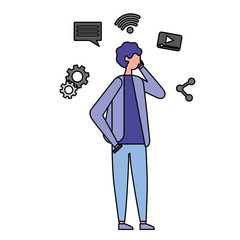 man using smartphone social media